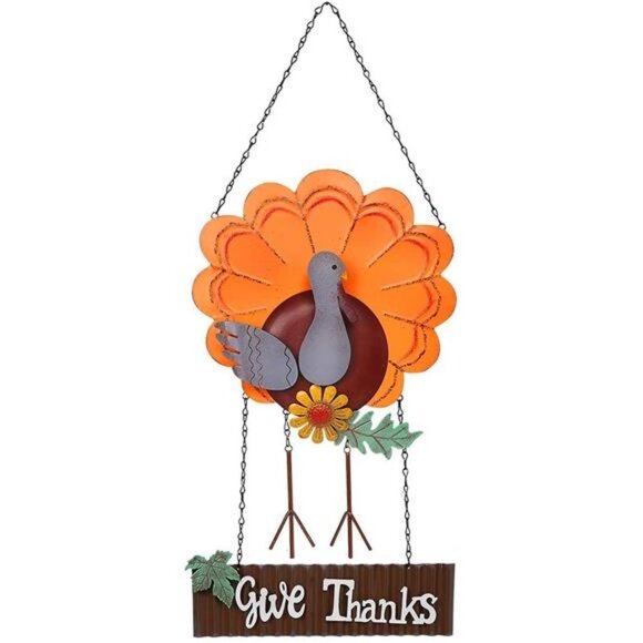 Vintage Metal Thanksgiving Turkey Welcome Sign Front Door Wall Decoration - Picture 1 of 7